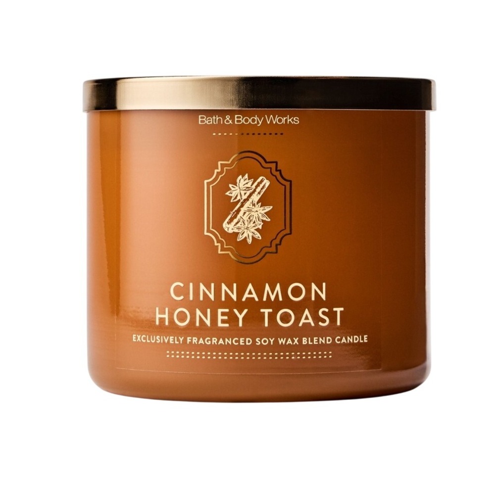 Bath & Body Works Cinnamon Honey Toast 3-Wick Scented Candle 14.5 oz Brown Jar